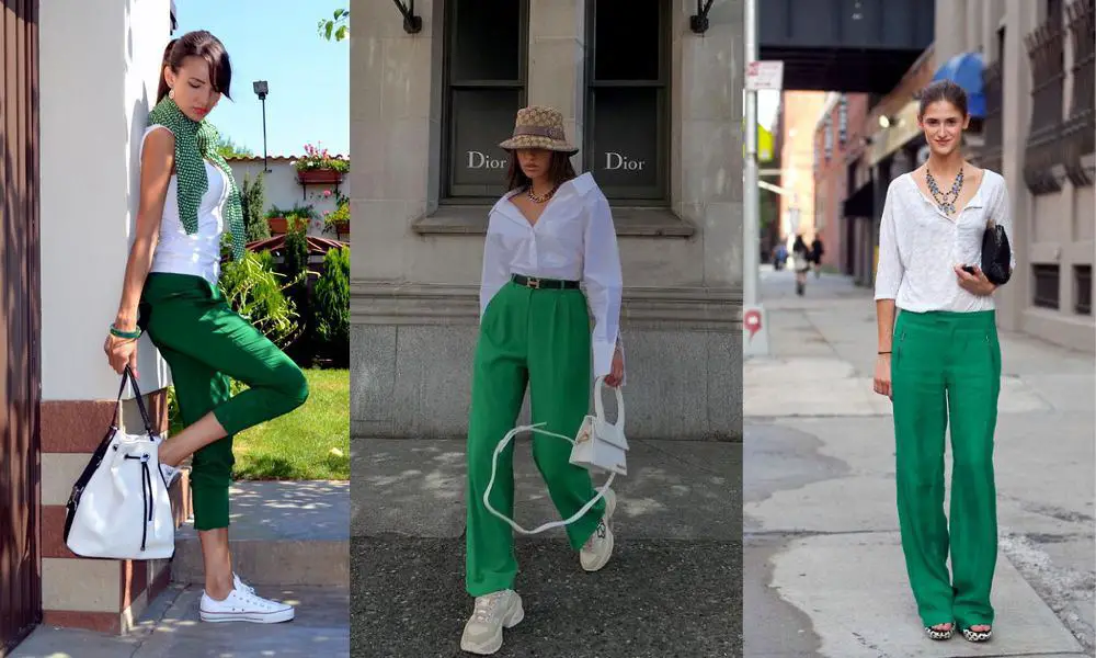 Green Pants with a White T-Shirt or Top