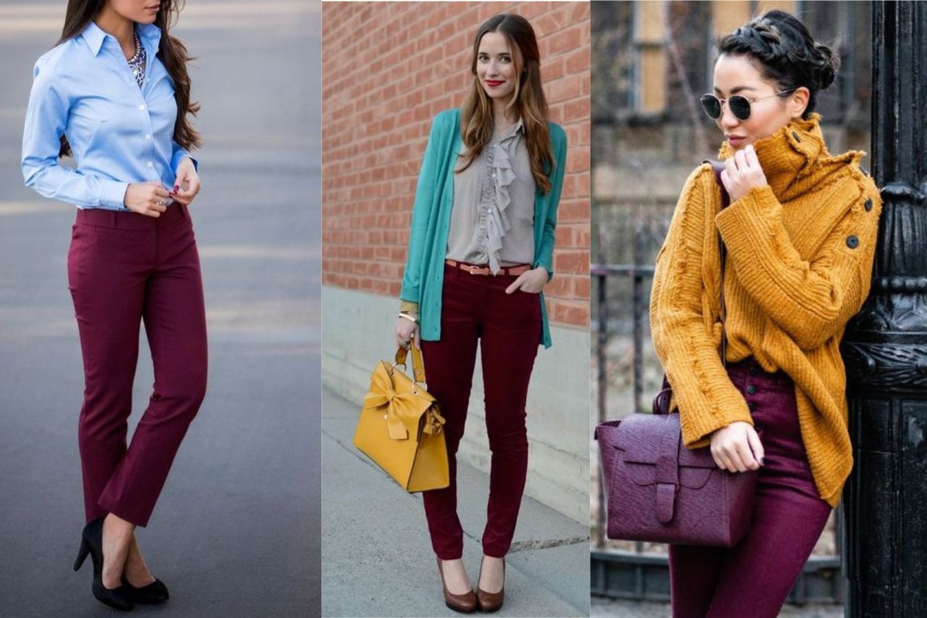 Bright Color Shirts With Burgundy Pants