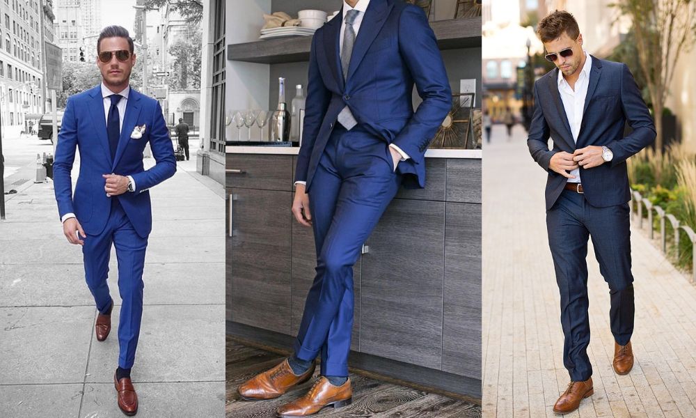 Brown Shoes & Blue Suit