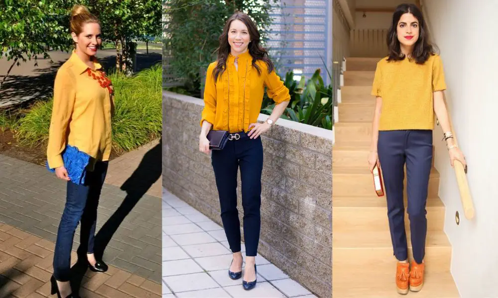 Mustard and Navy Blue Pants