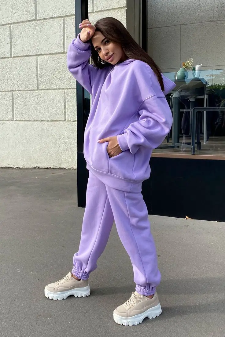 Purple Sweatshirt with Sweatpants