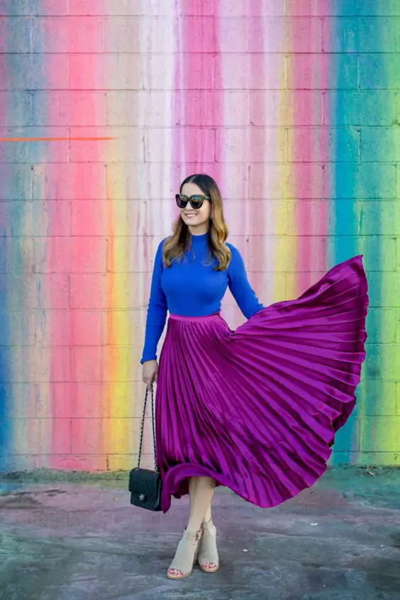 Royal Blue Shirt with Purple Skirt