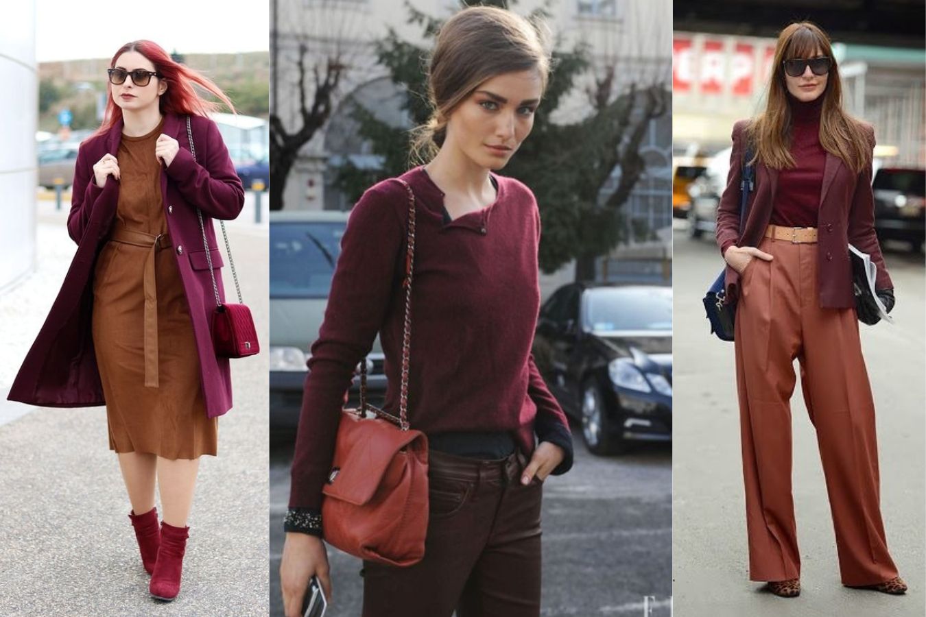 Burgundy With Tan