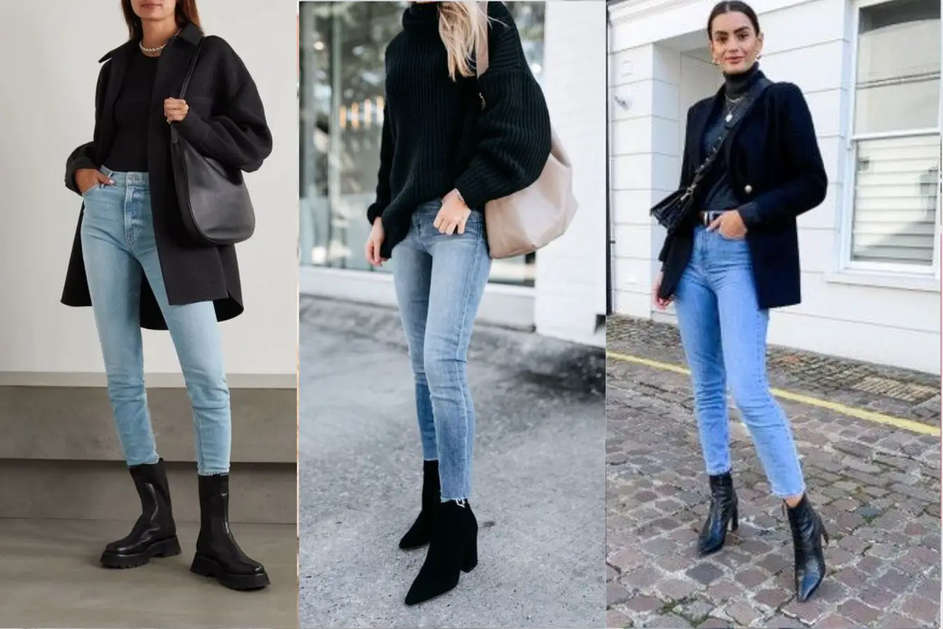Pair Light Blue Jeans With Black Sweater And Boots