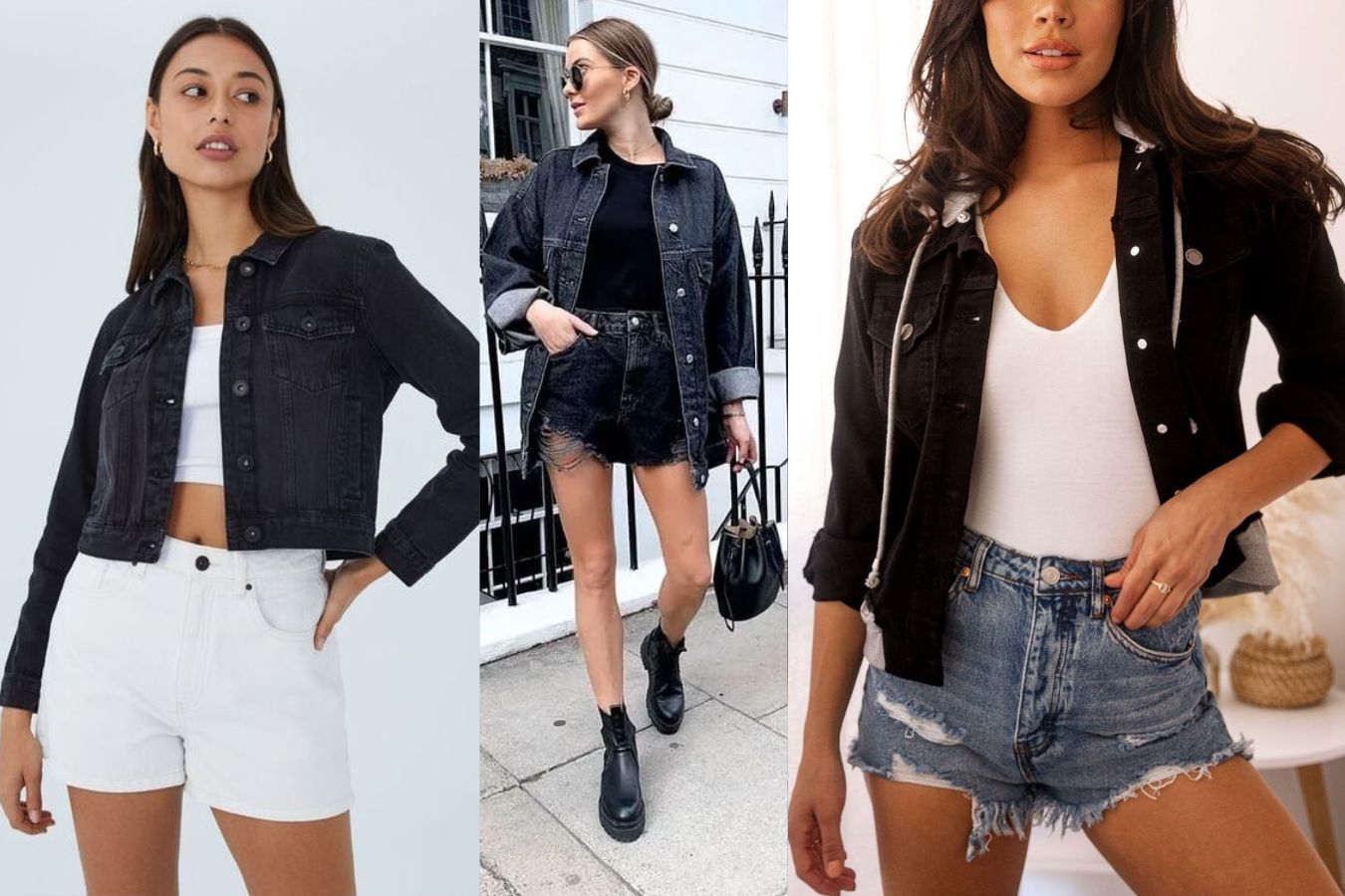 Wear A Black Denim Jacket With Shorts