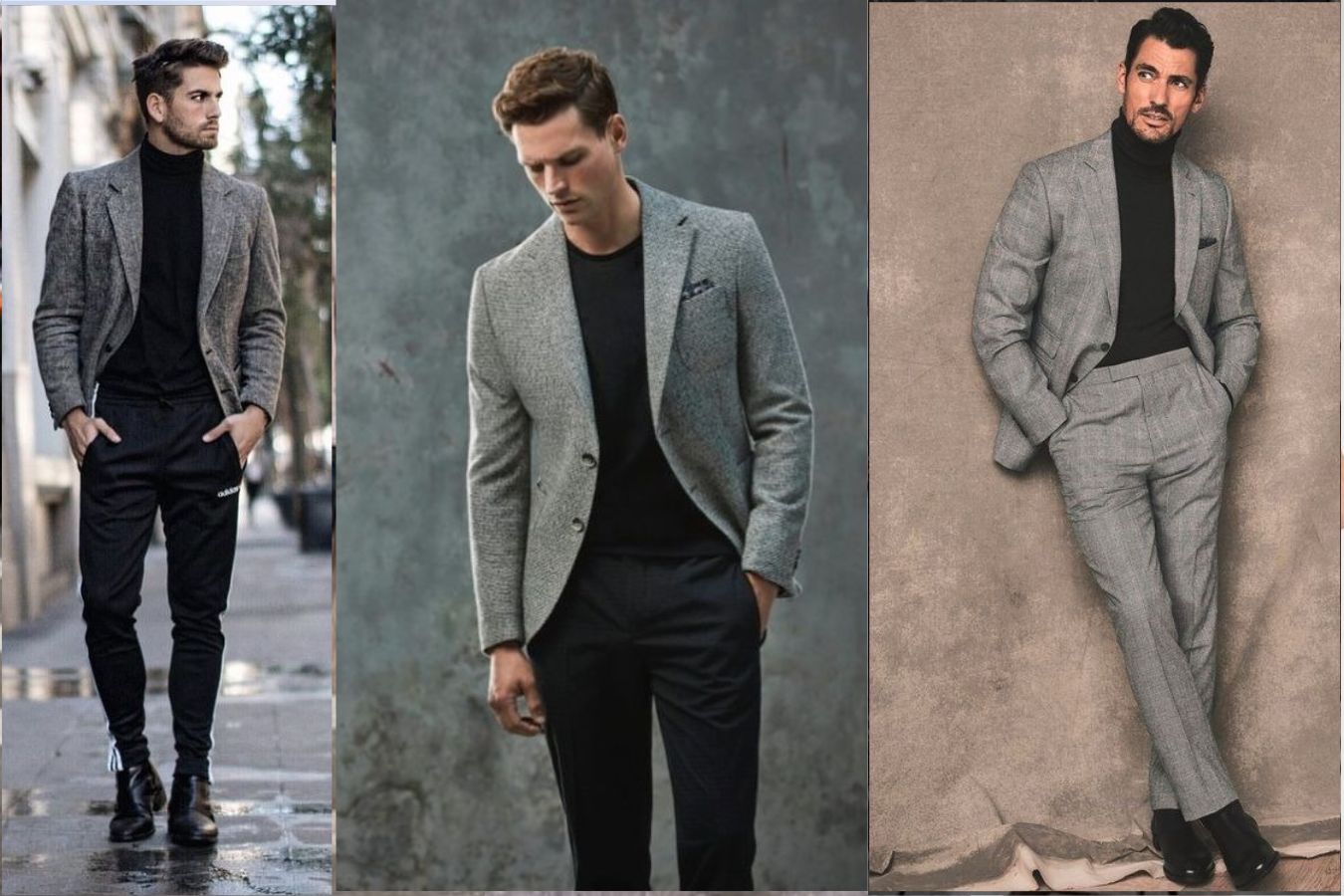 Wear Navy Turtleneck With Gray Suit