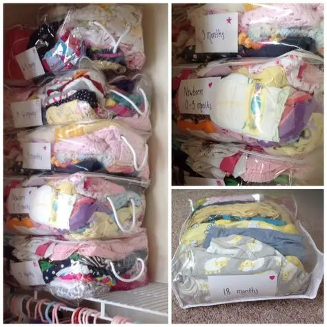 Use Vacuum Seal Bags or Bins for Baby Clothes to organize baby clothes
