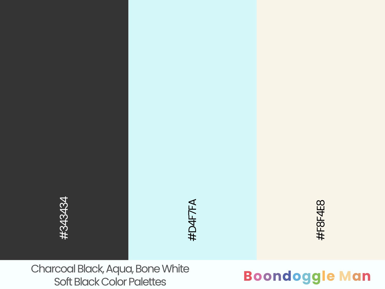 Charcoal Black, Aqua, Bone White