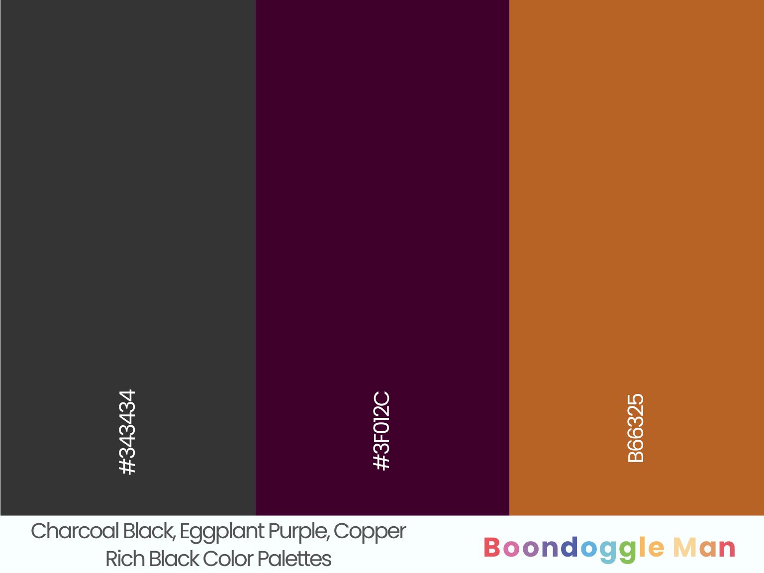 Charcoal Black, Eggplant Purple, Copper