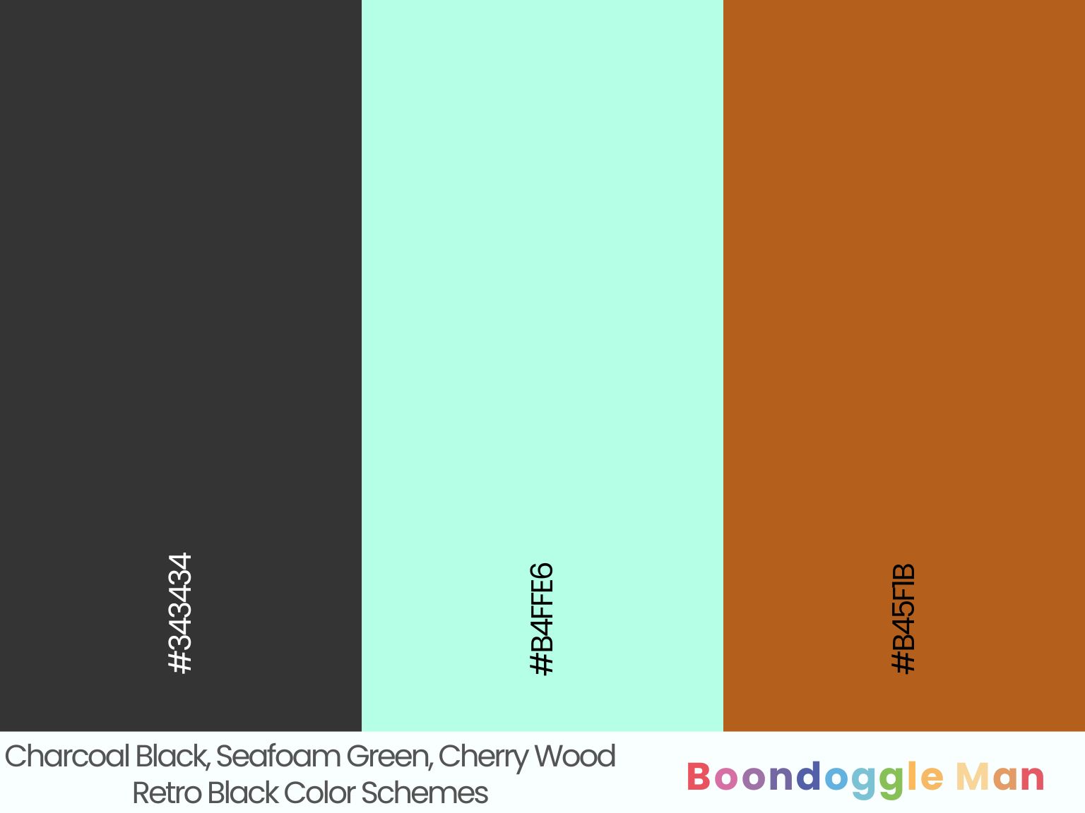 Charcoal Black, Seafoam Green, Cherry Wood