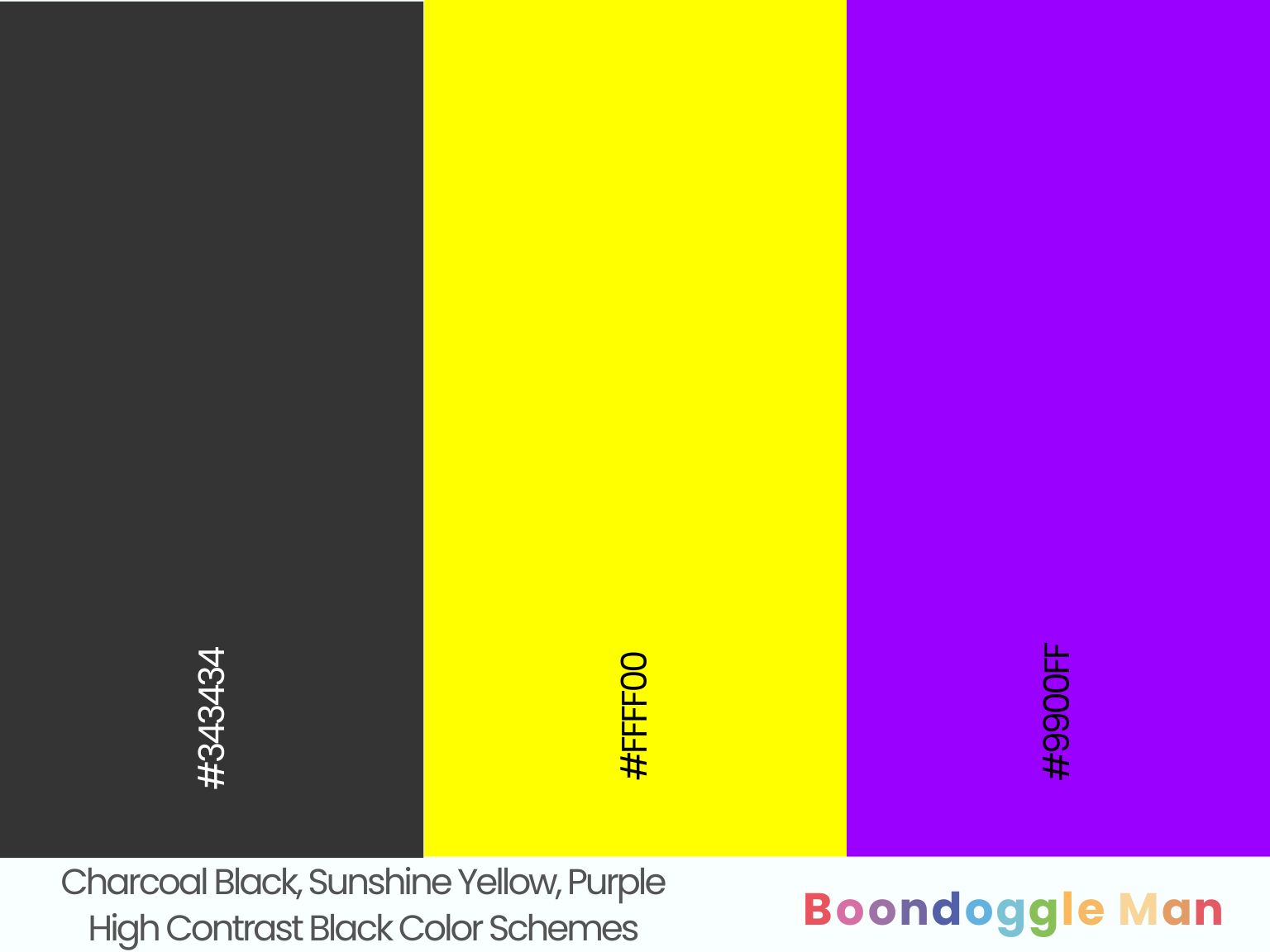 Charcoal Black, Sunshine Yellow, Purple