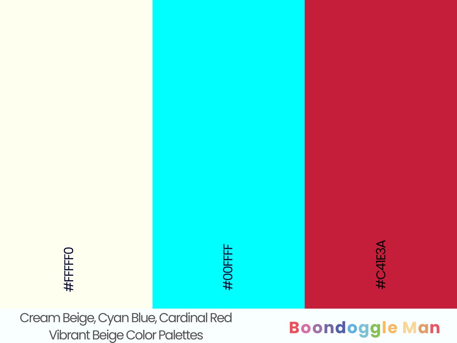 Cream Beige, Cyan Blue, Cardinal Red