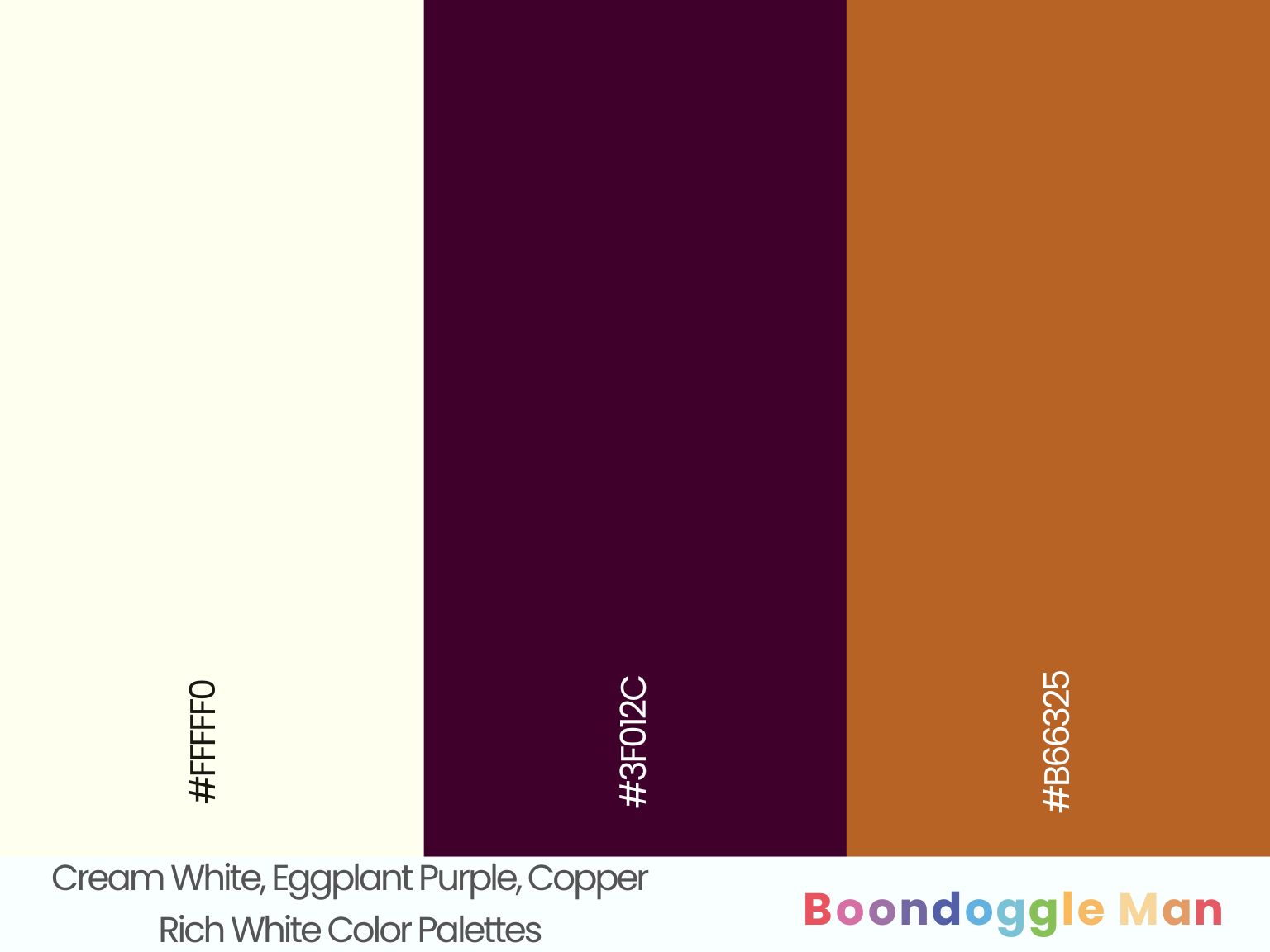 Cream White, Eggplant Purple, Copper