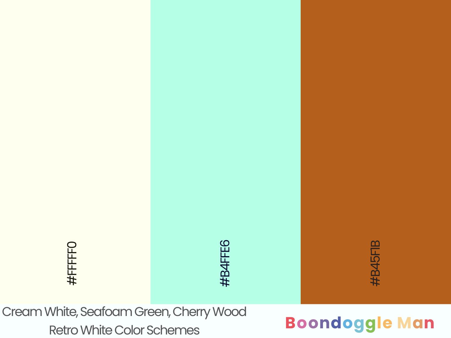 Cream White, Seafoam Green, Cherry Wood