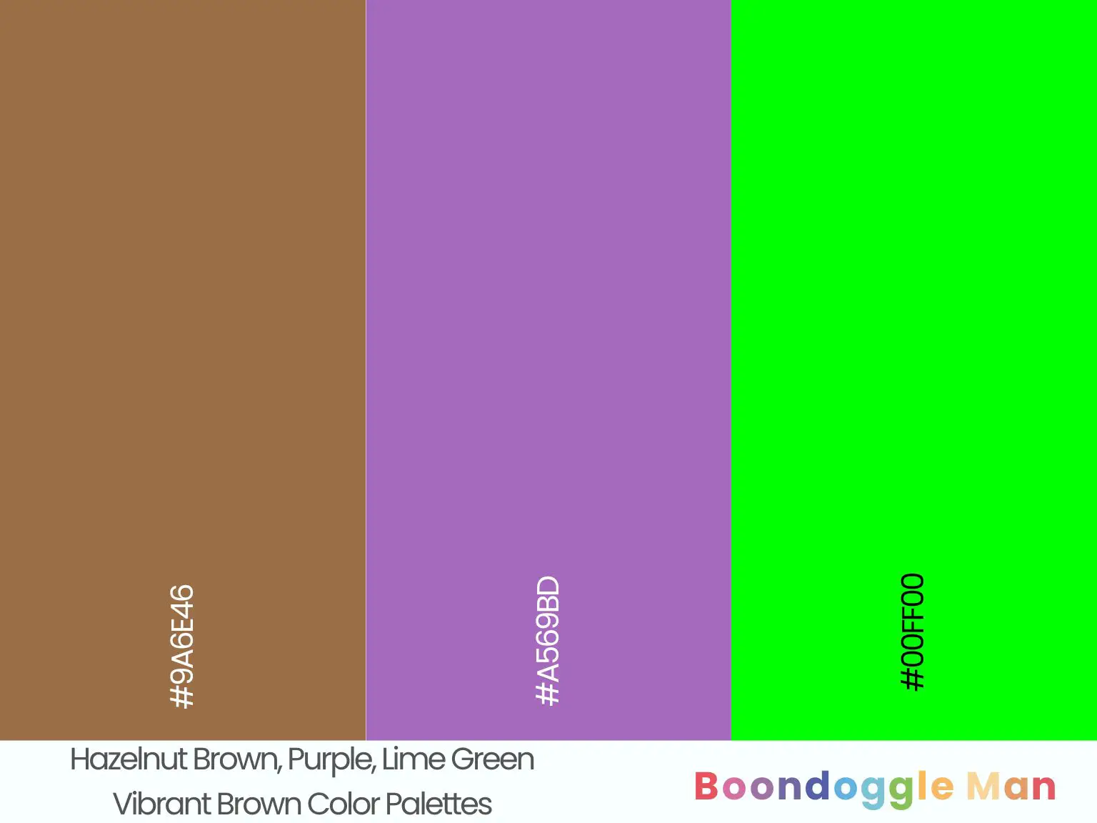 Hazelnut Brown, Purple, Lime Green