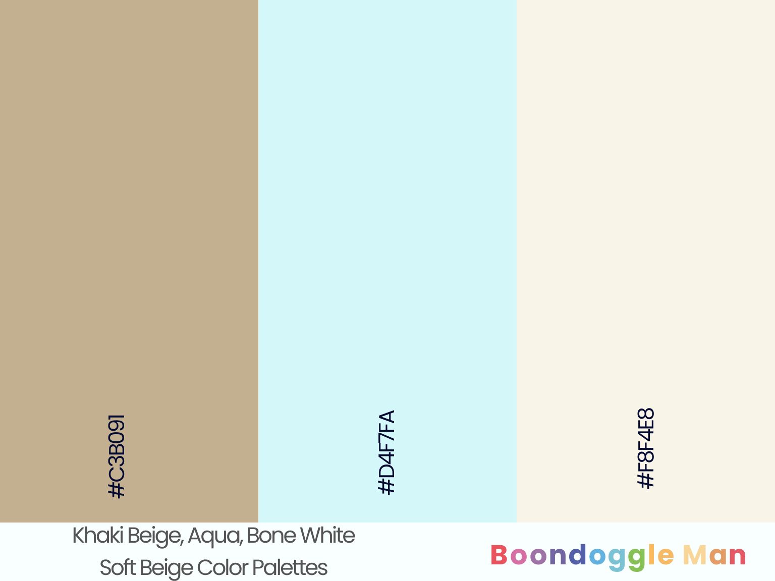 Khaki Beige, Aqua, Bone White