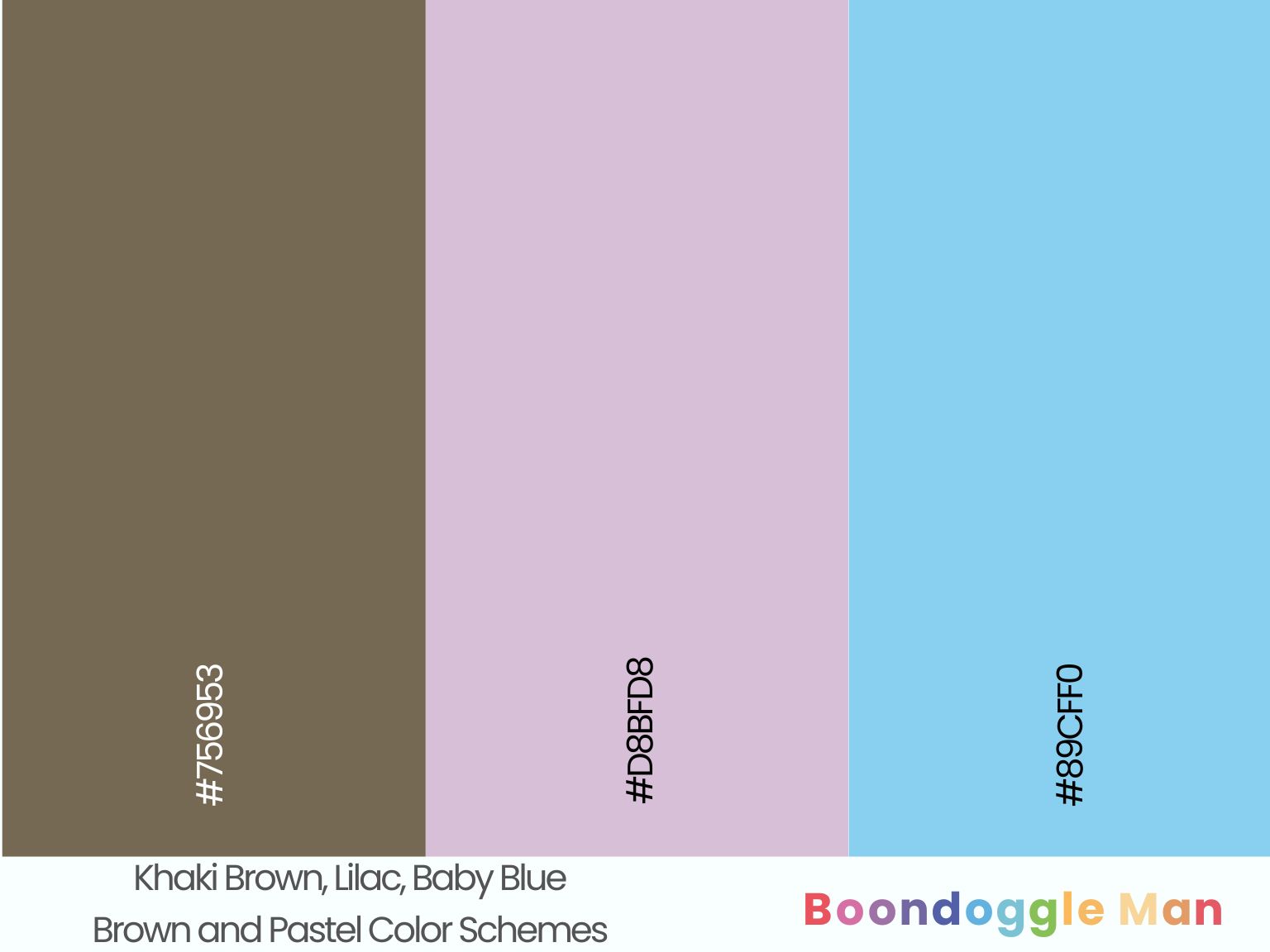 Khaki Brown, Lilac, Baby Blue