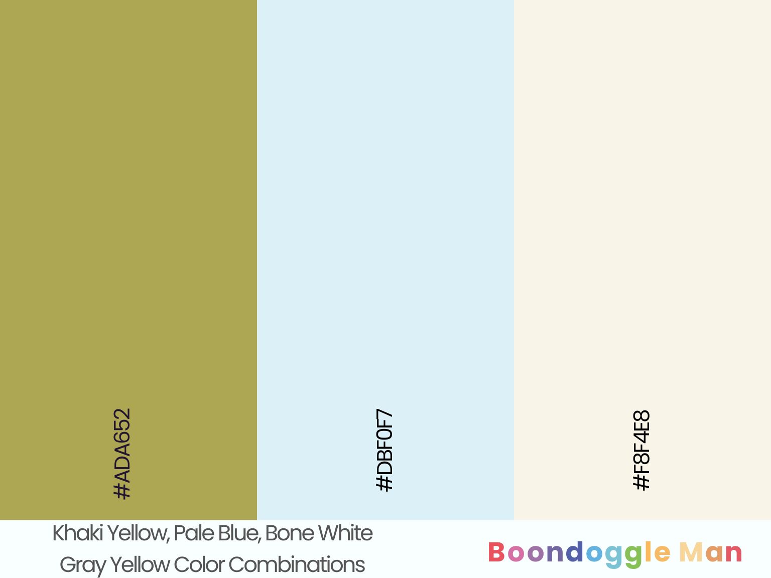 Khaki Yellow, Pale Blue, Bone White
