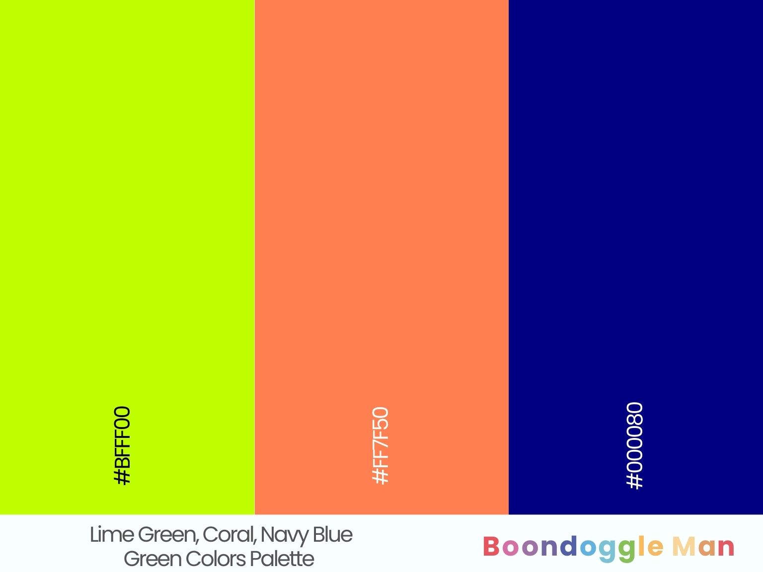Lime Green, Coral, Navy Blue