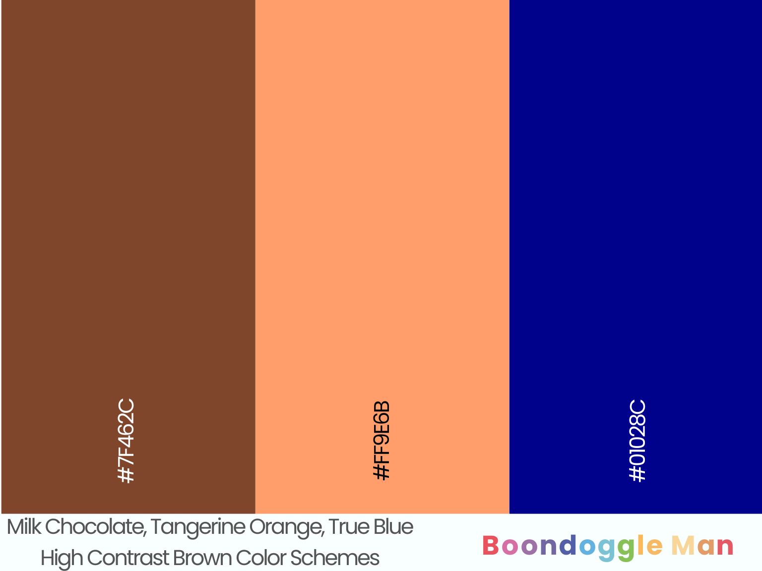 Milk Chocolate, Tangerine Orange, True Blue