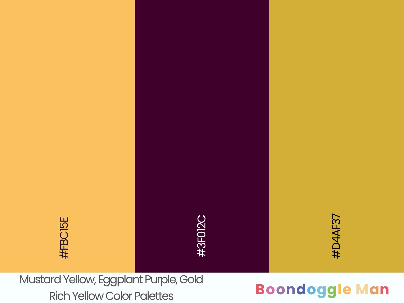 Mustard Yellow, Eggplant Purple, Gold