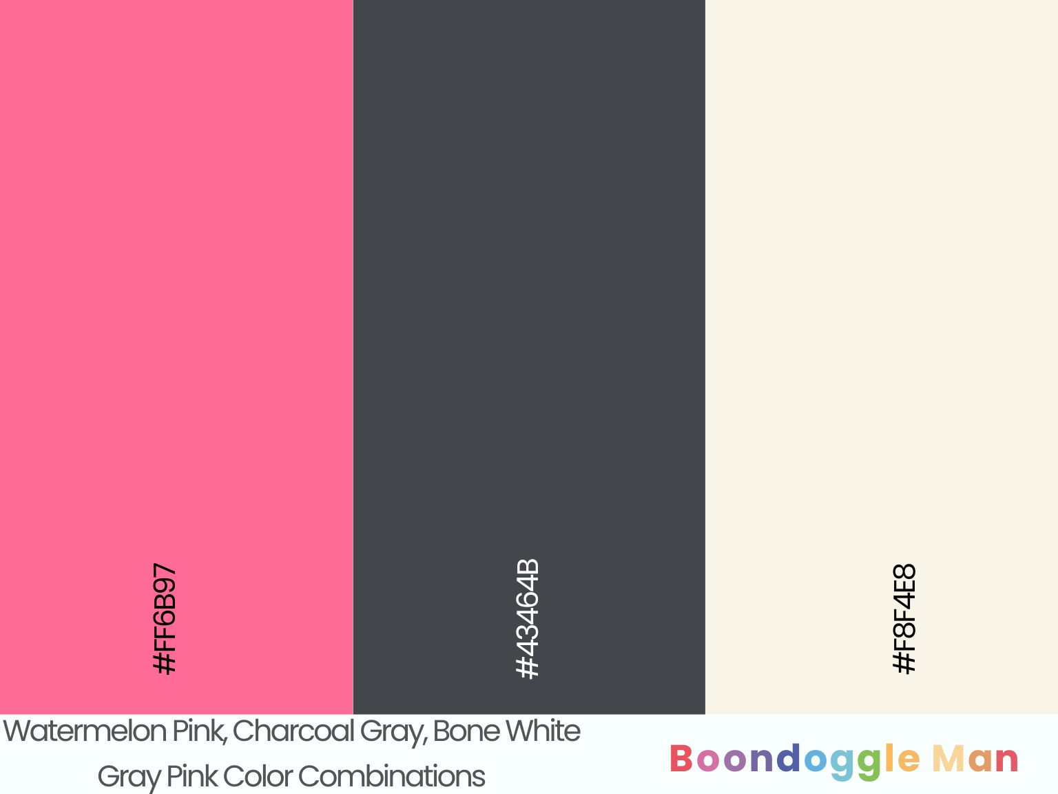 Watermelon Pink, Charcoal Gray, Bone White