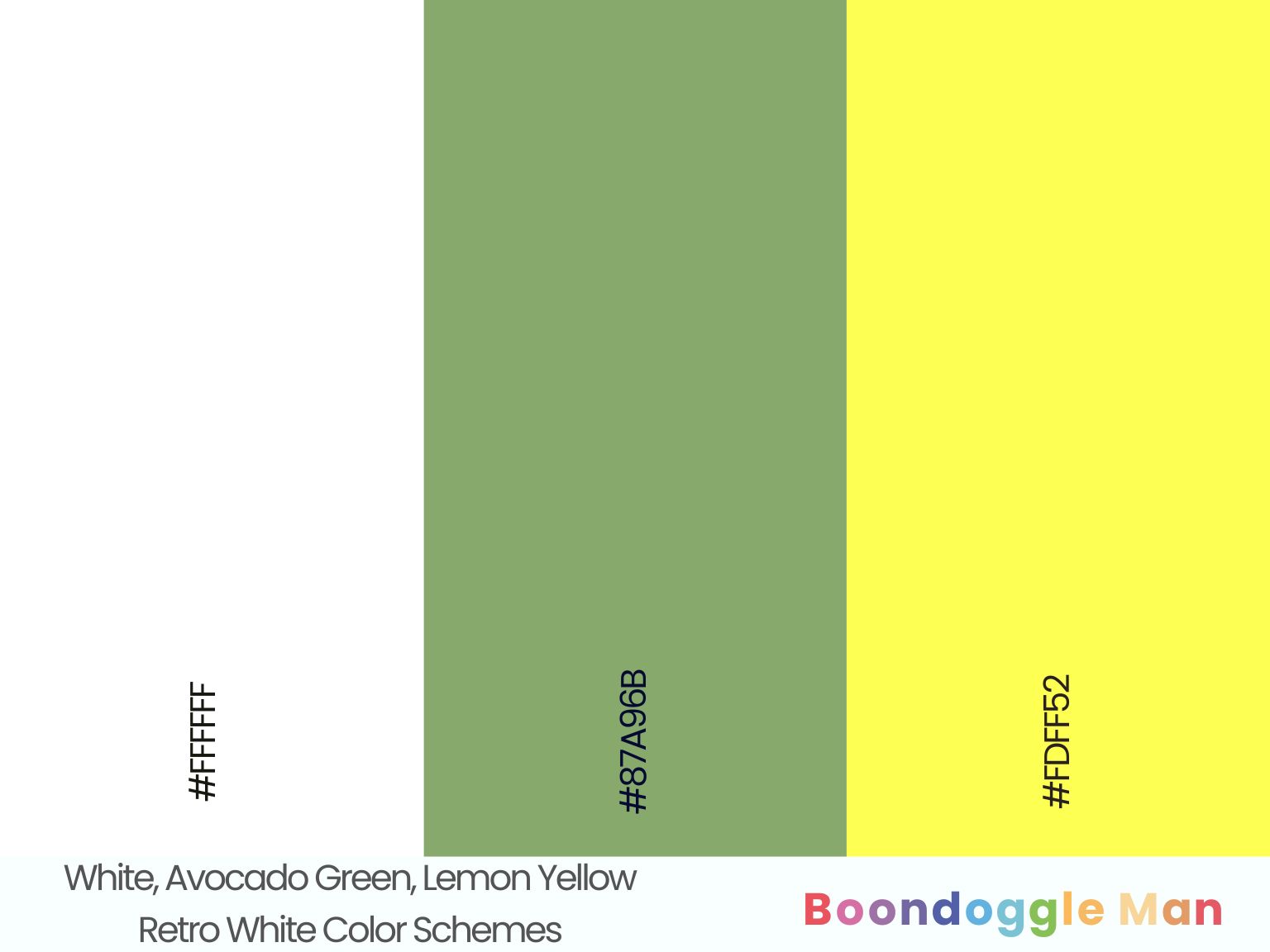 White, Avocado Green, Lemon Yellow