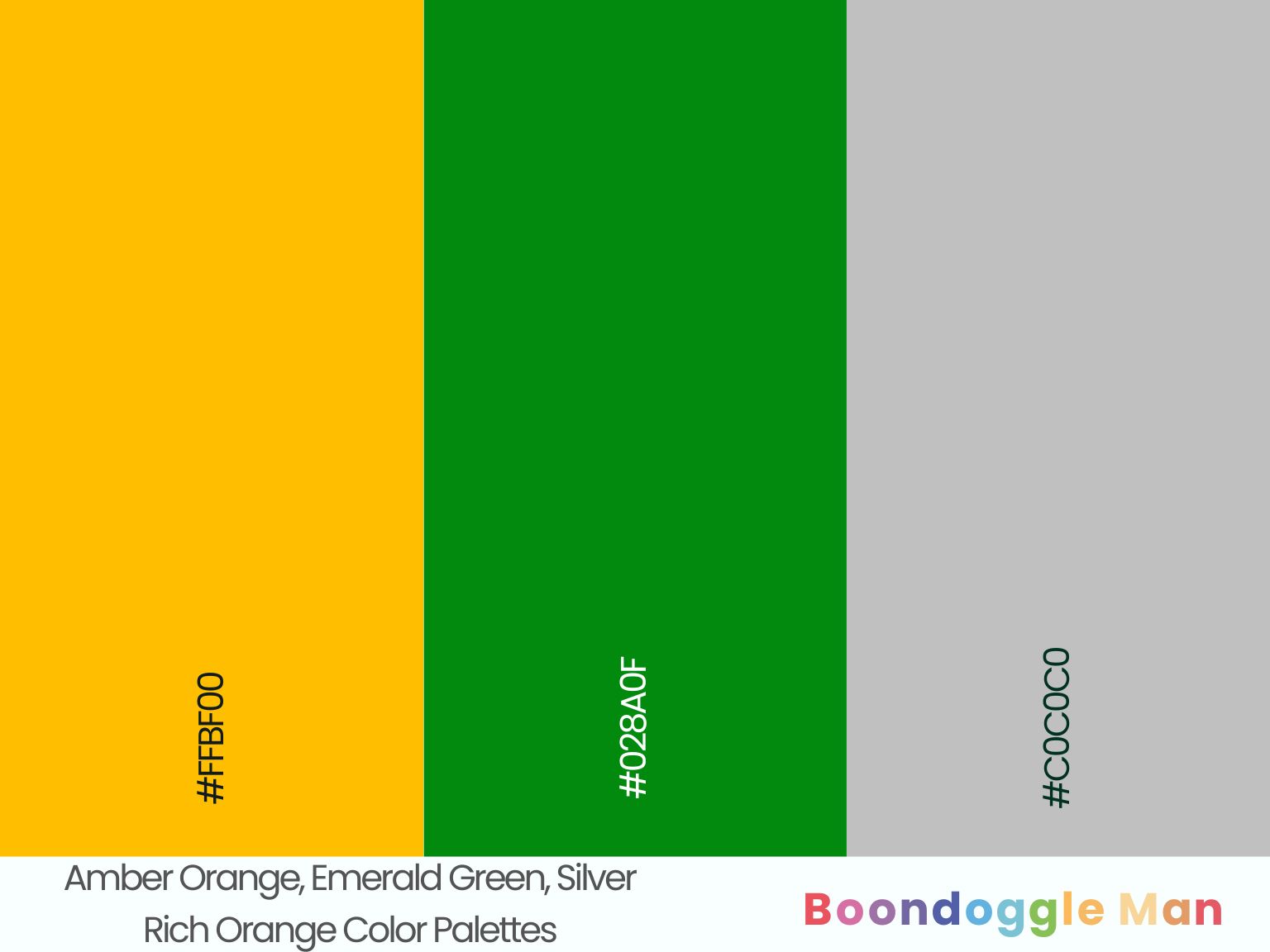 Amber Orange, Emerald Green, Silver