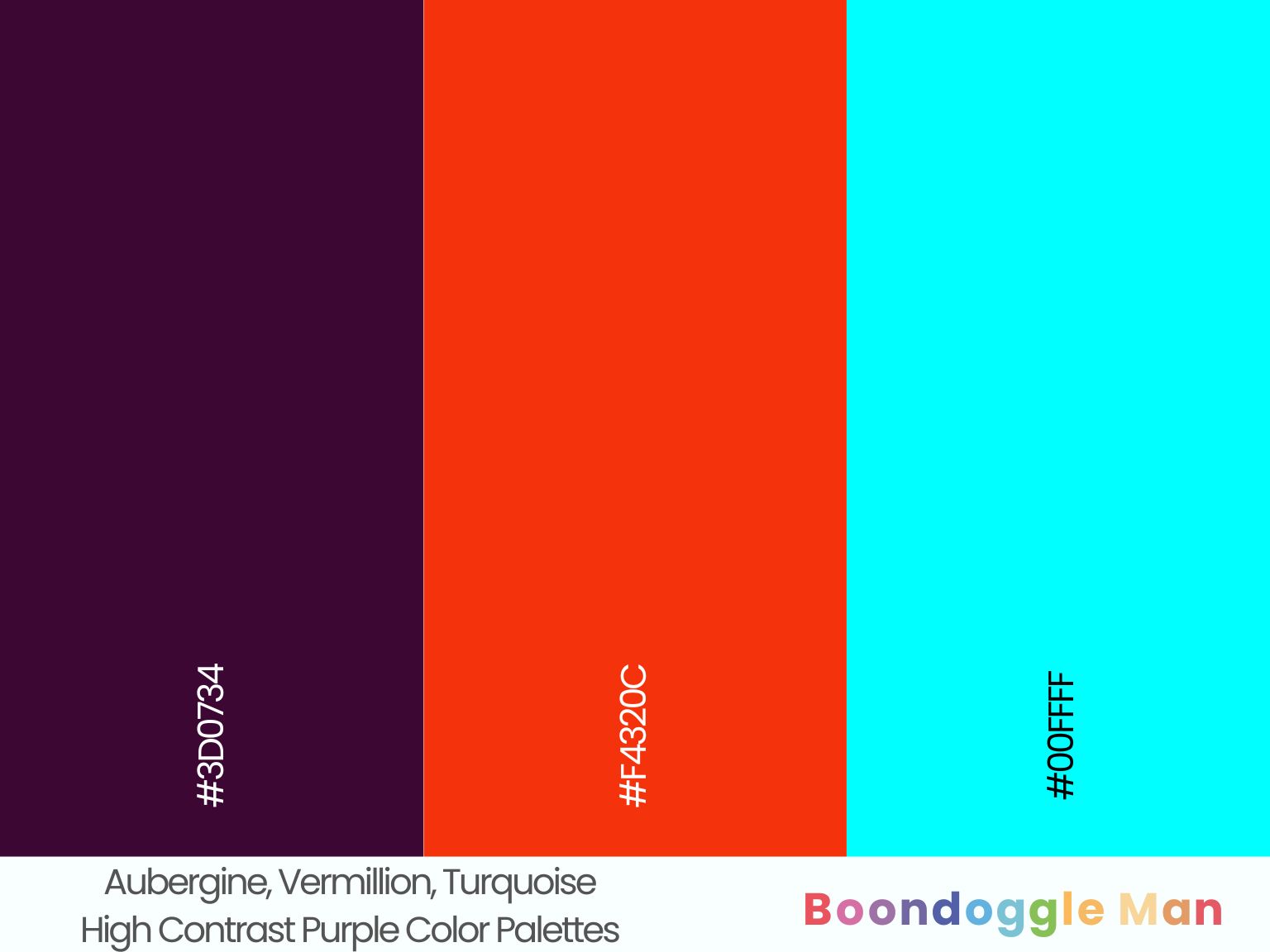 Aubergine, Vermillion, Turquoise