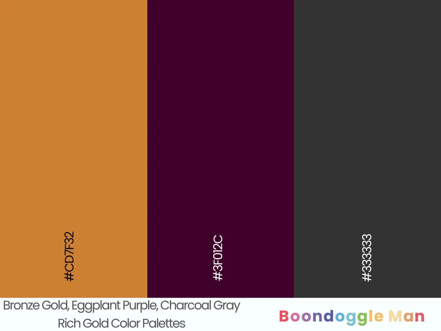 Bronze Gold, Eggplant Purple, Charcoal Gray