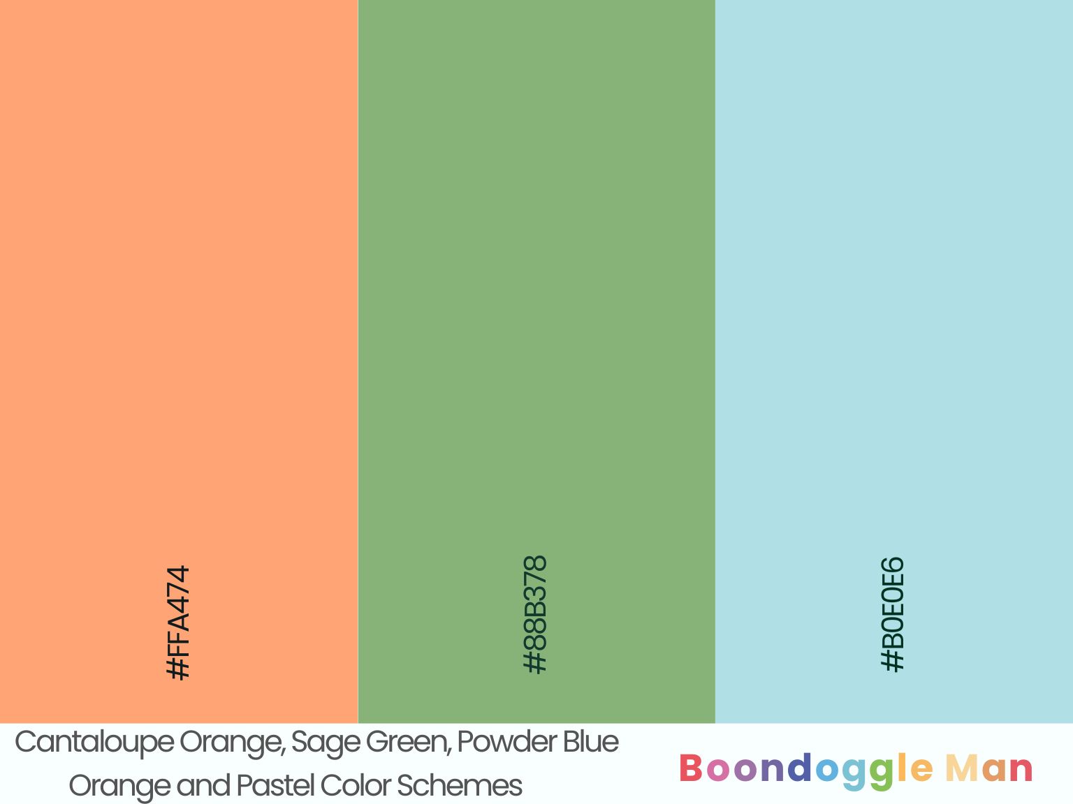 Cantaloupe Orange, Sage Green, Powder Blue