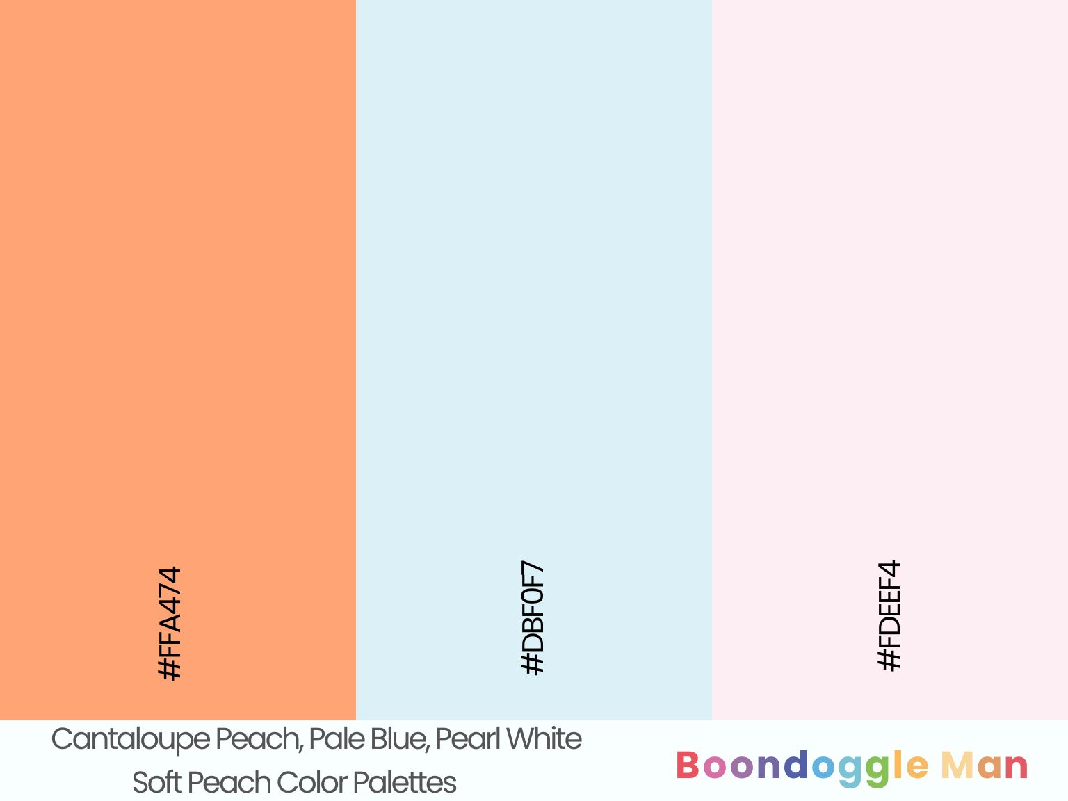 Cantaloupe Peach, Pale Blue, Pearl White