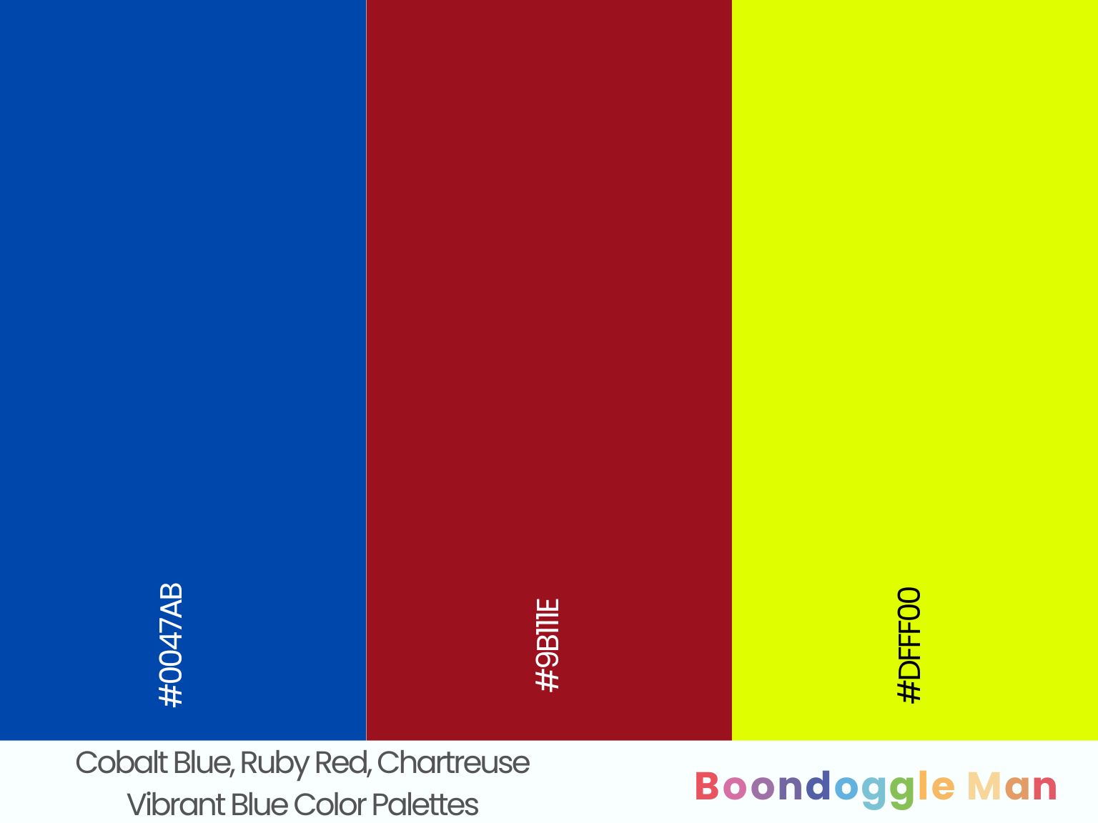 Cobalt Blue, Ruby Red, Chartreuse
