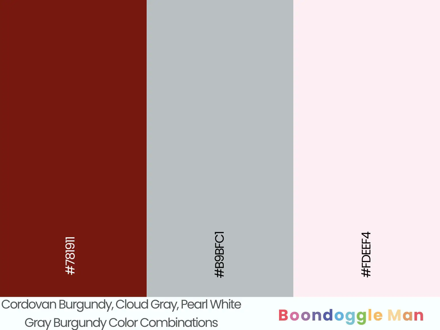 Cordovan Burgundy, Cloud Gray, Pearl White