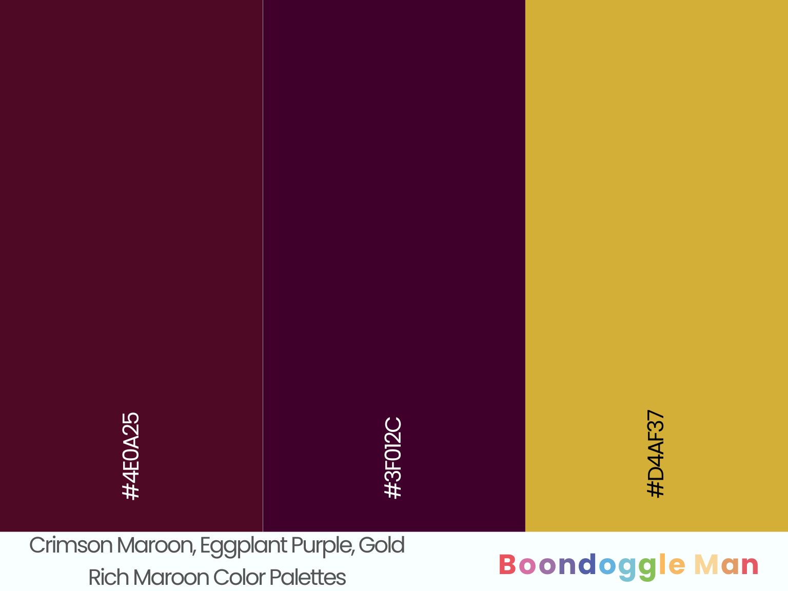 Crimson Maroon, Eggplant Purple, Gold