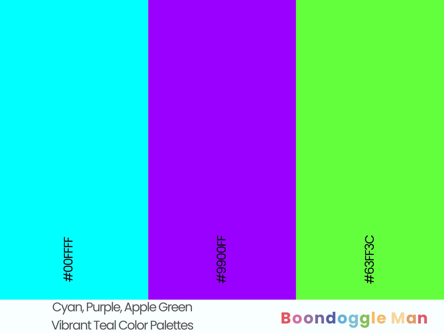 Cyan, Purple, Apple Green
