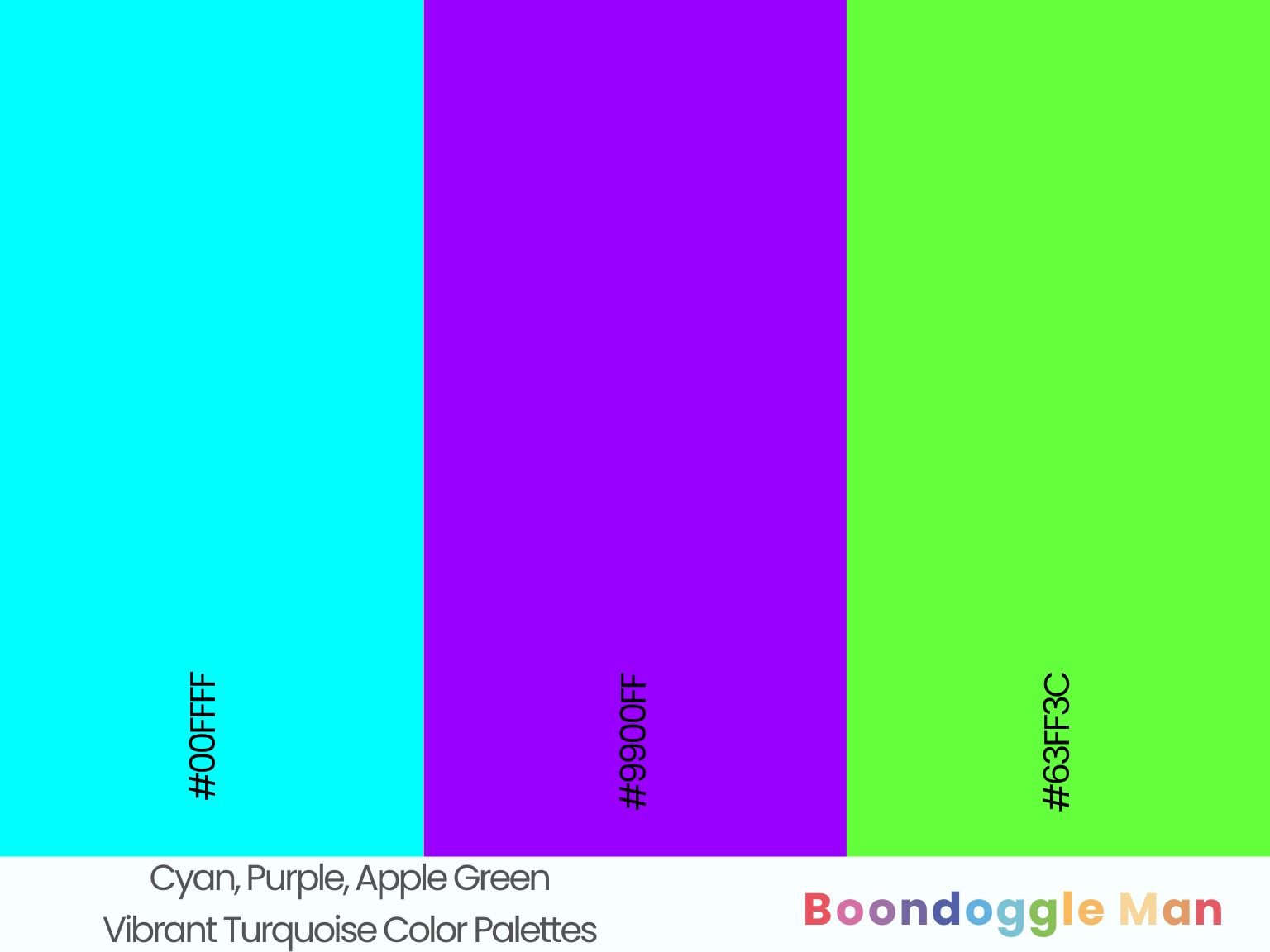 Cyan, Purple, Apple Green