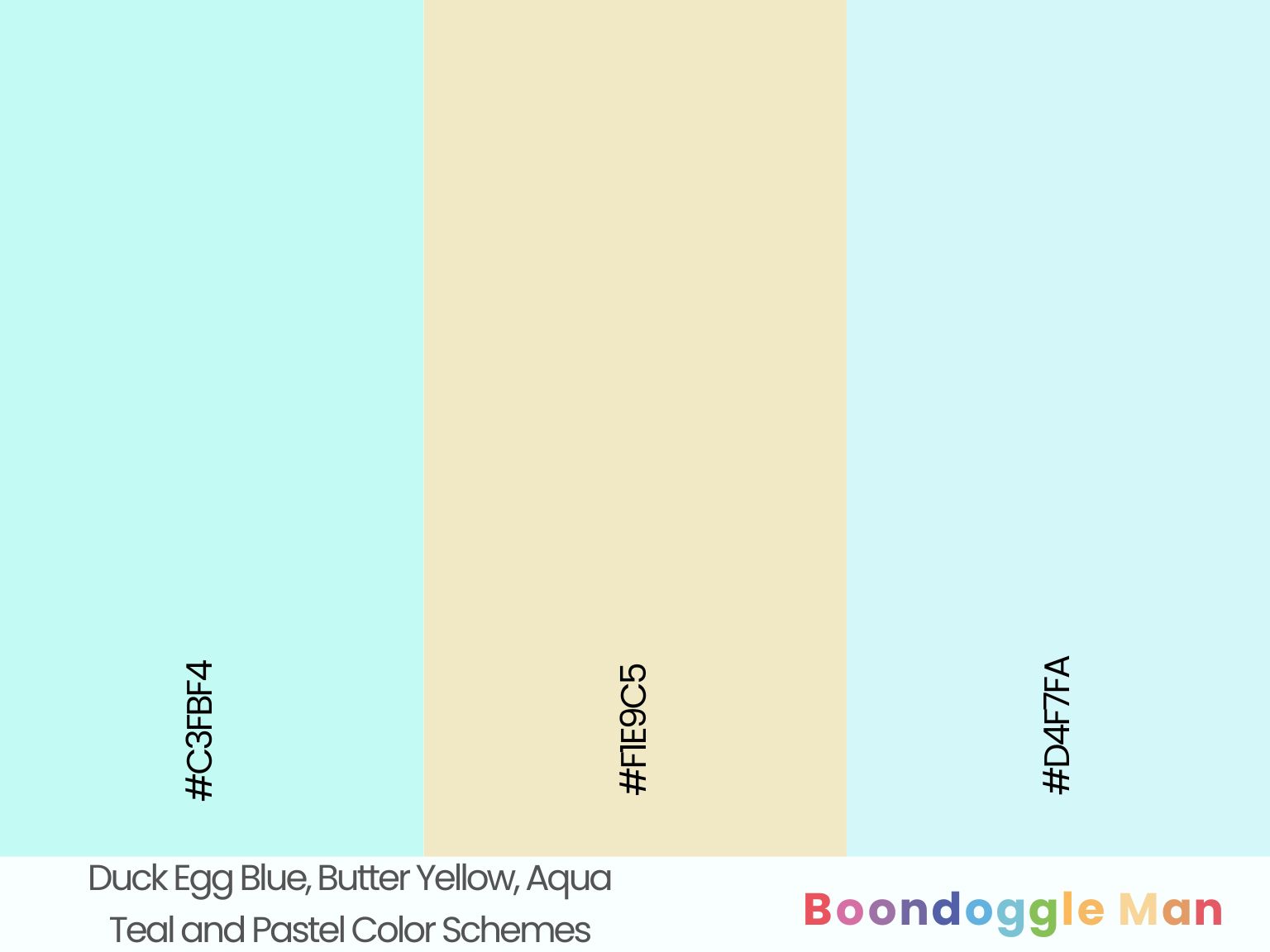 Duck Egg Blue, Butter Yellow, Aqua