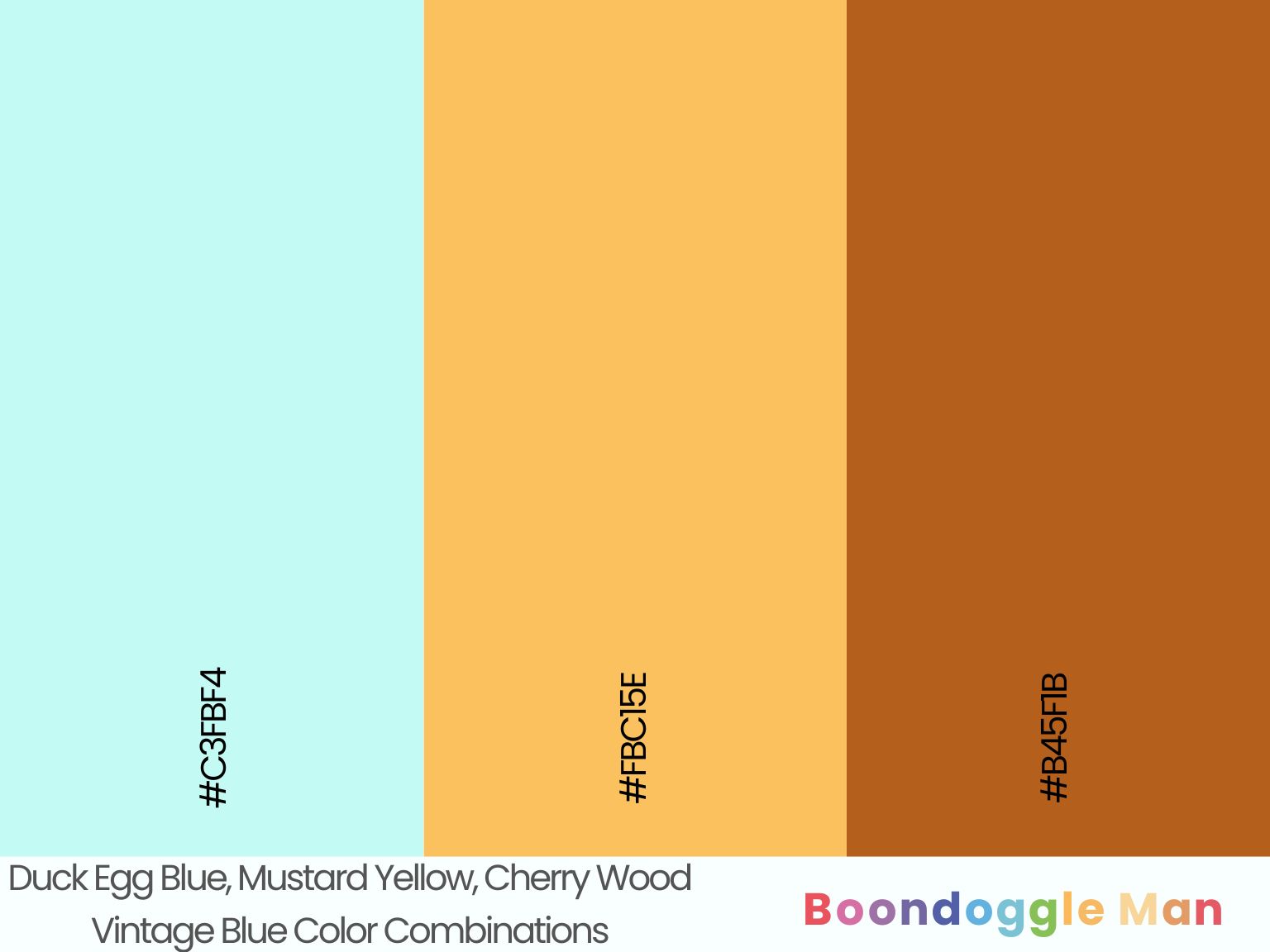 Duck Egg Blue, Mustard Yellow, Cherry Wood