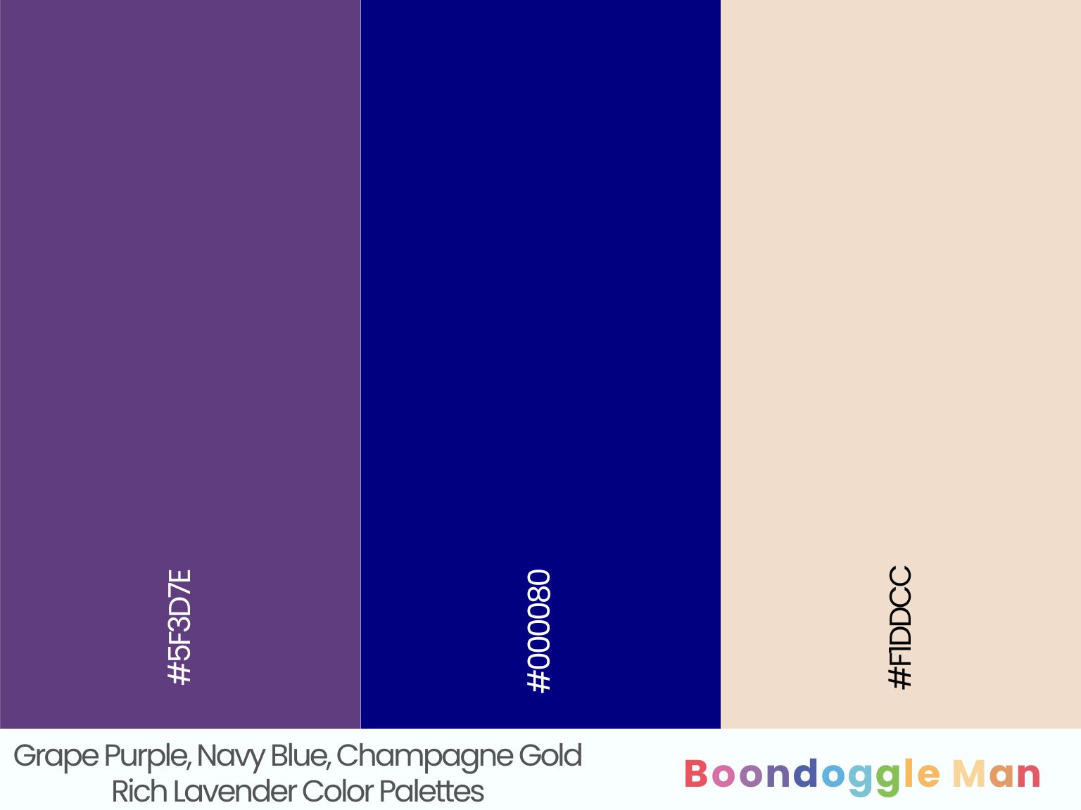 Grape Purple, Navy Blue, Champagne Gold