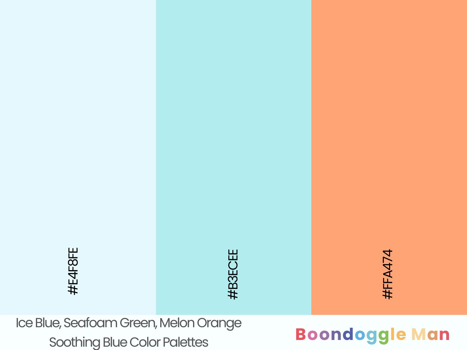 Ice Blue, Seafoam Green, Melon Orange