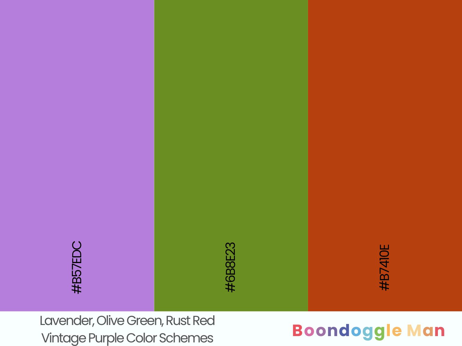 Lavender, Olive Green, Rust Red
