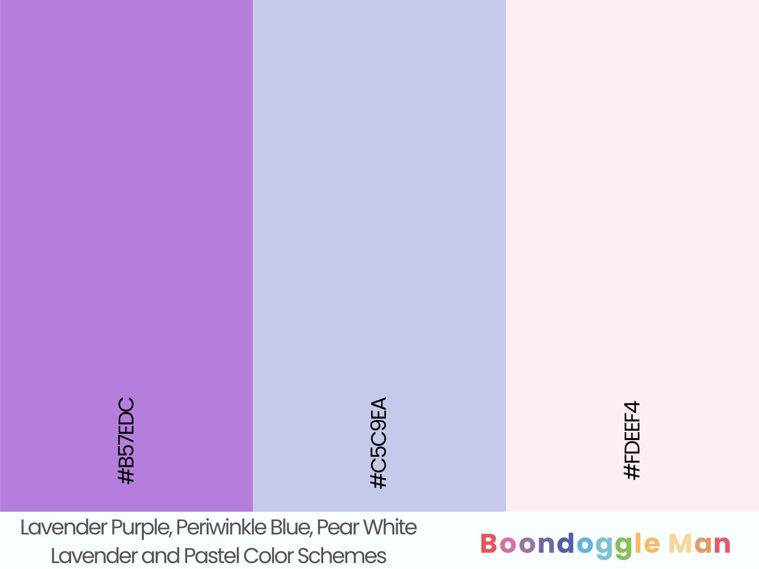 Lavender Purple, Periwinkle Blue, Pear White