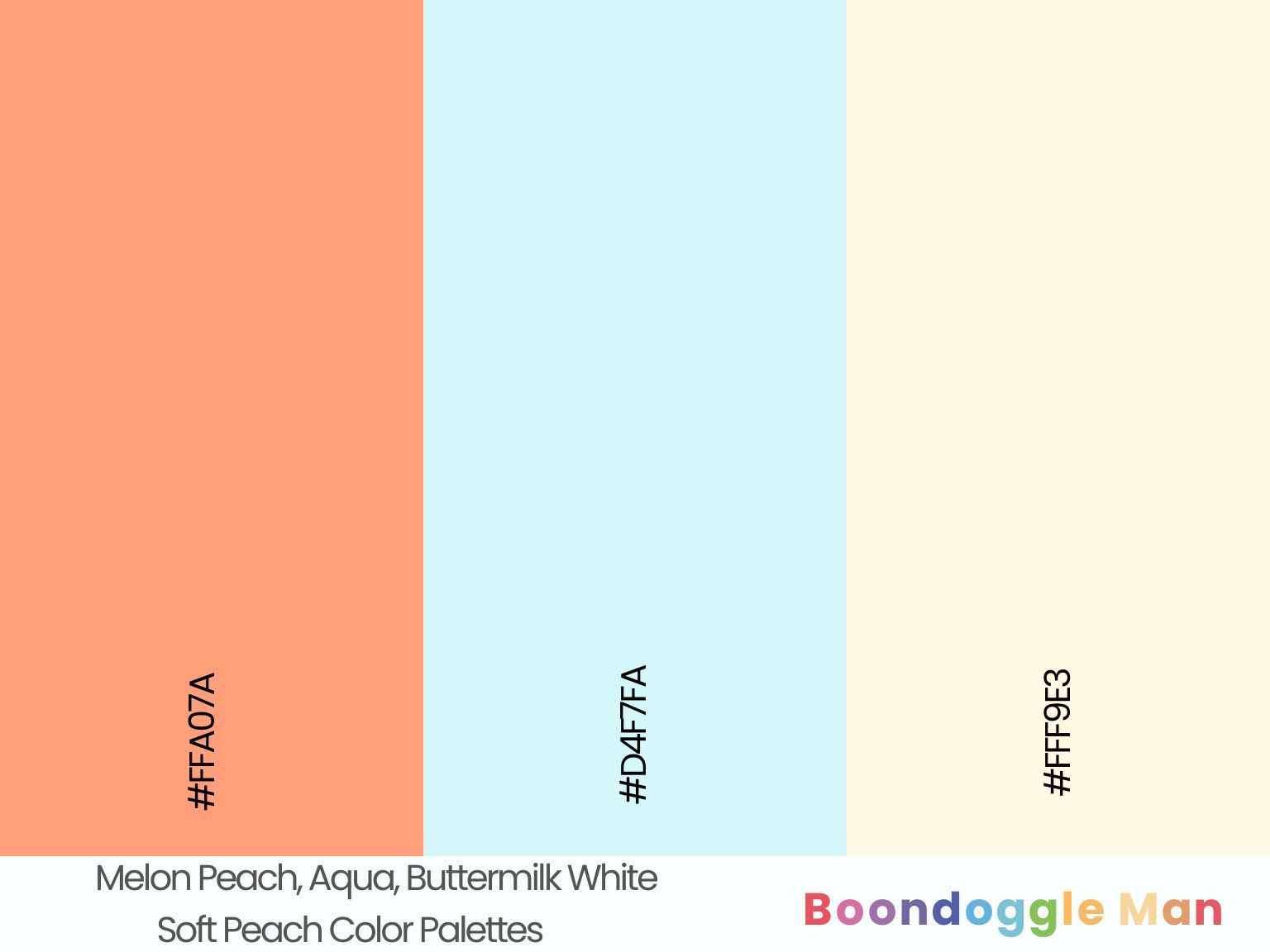 Melon Peach, Aqua, Buttermilk White