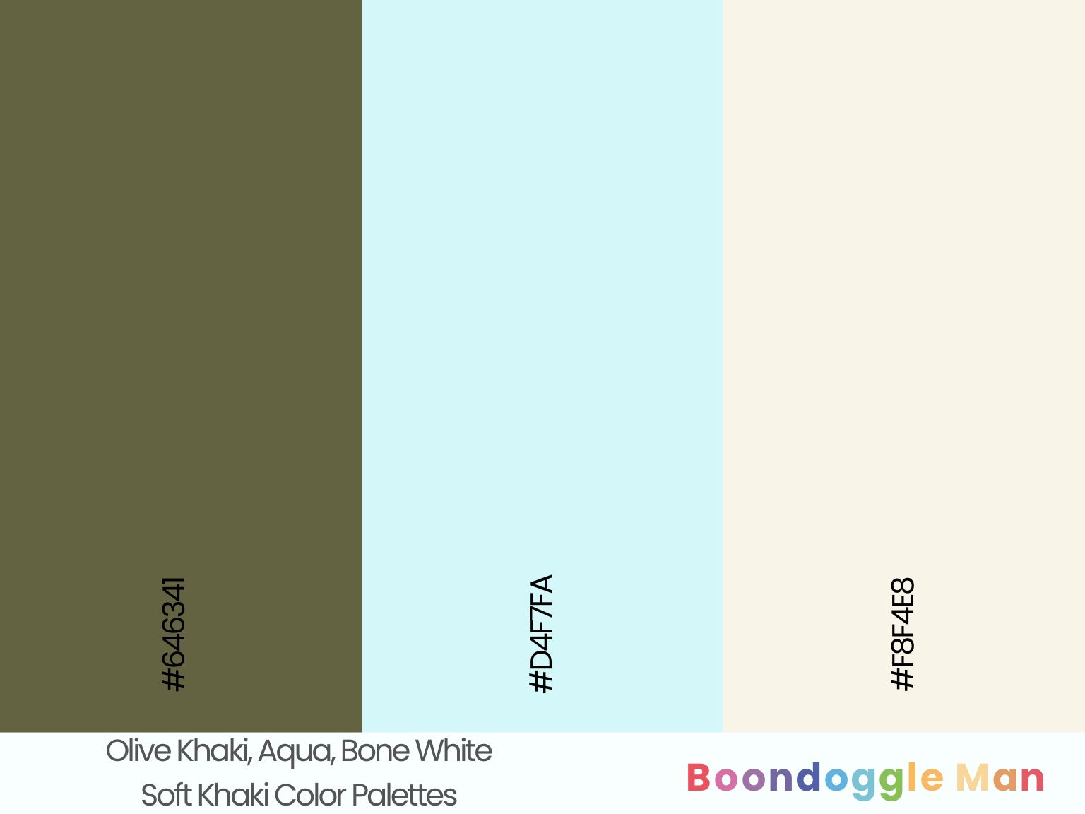 Olive Khaki, Aqua, Bone White