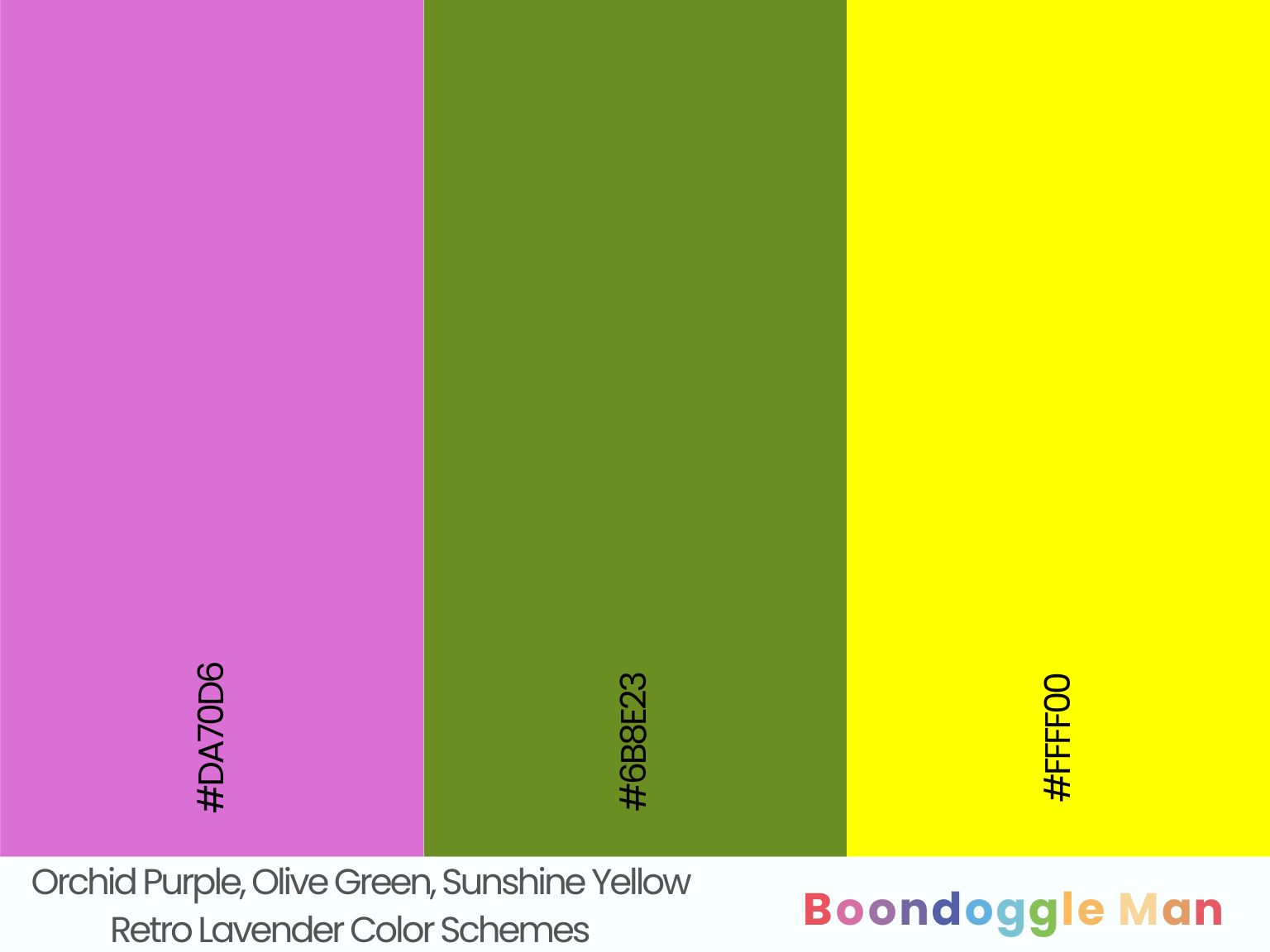 Orchid Purple, Olive Green, Sunshine Yellow