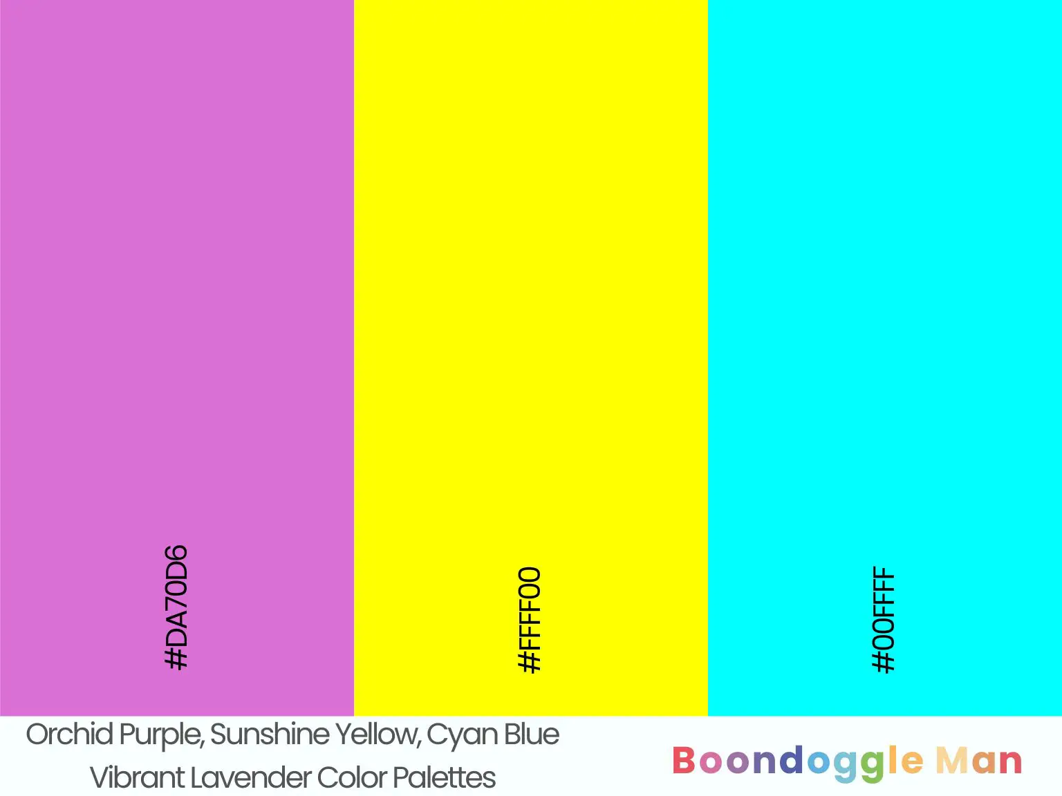 Orchid Purple, Sunshine Yellow, Cyan Blue