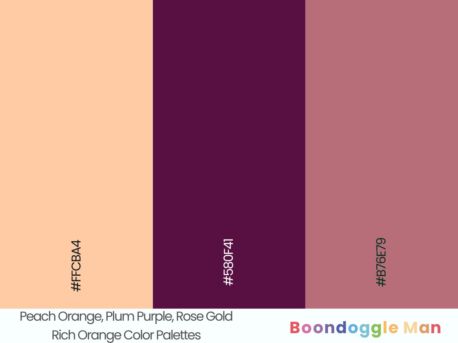 Peach Orange, Plum Purple, Rose Gold