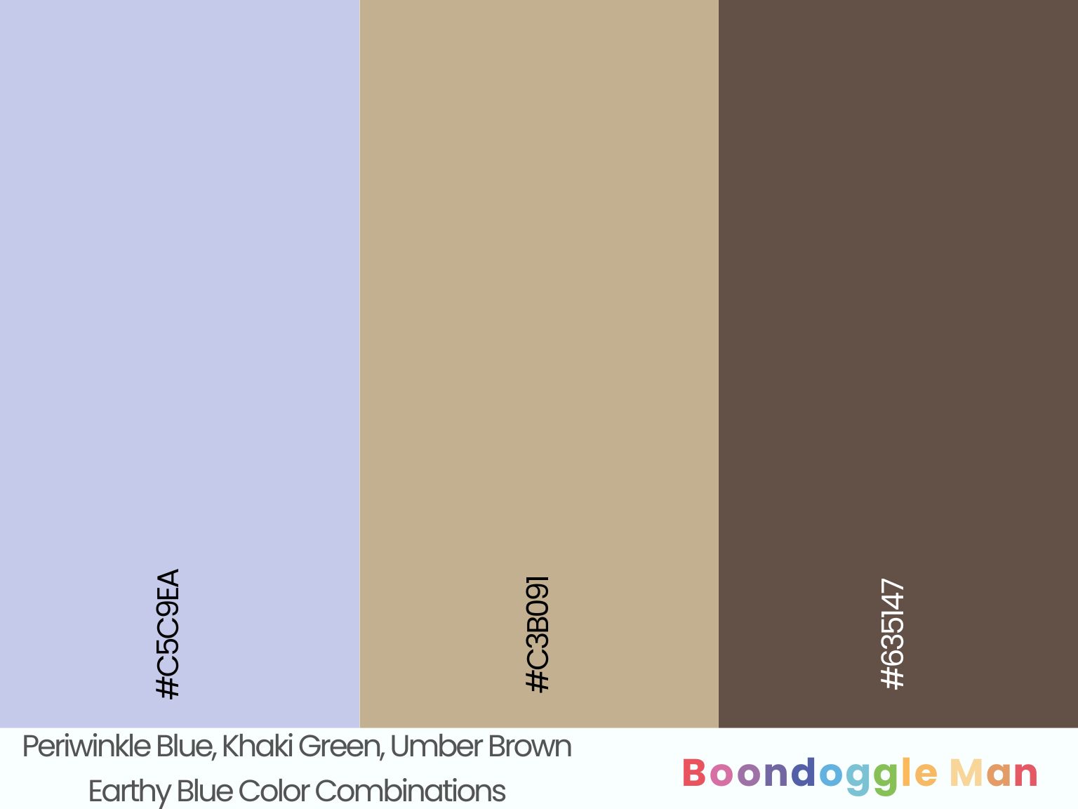 Periwinkle Blue, Khaki Green, Umber Brown
