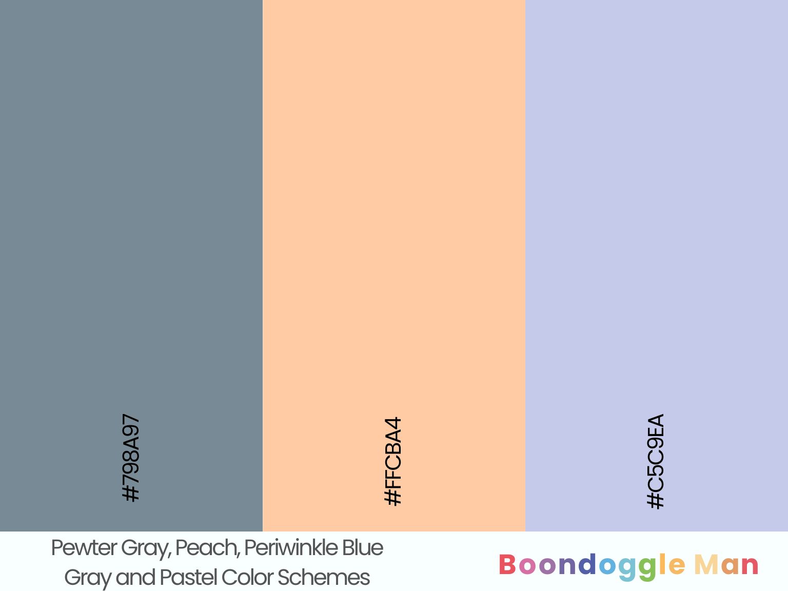 Pewter Gray, Peach, Periwinkle Blue